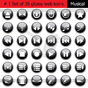 Icon set music - vector image