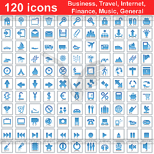 120 иконок - векторное изображение
