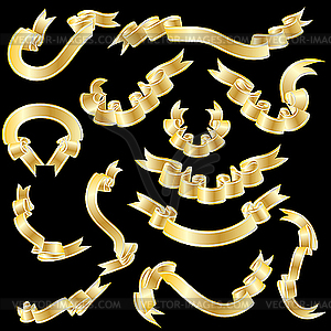 Gold ribbons set - vector image