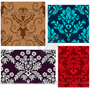 Seamless damask backgrounds set - vector clip art