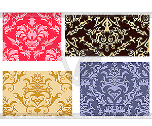 Seamless damask backgrounds set - vector clip art