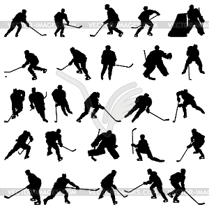 Hockey silhouettes set - vector clipart / vector image