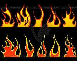 Fire patterns set - color vector clipart