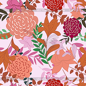 Seamless floral background - color vector clipart