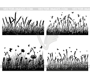 Meadow silhouettes - vector clipart / vector image