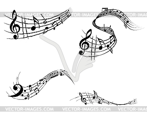 Music notes - white & black vector clipart