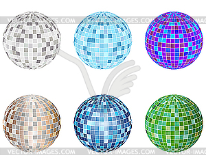 Disco spheres set - vector clip art