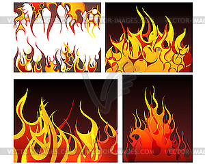 Fire backgrounds set - vector image