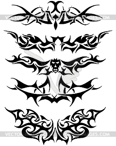 Tattoos set - white & black vector clipart