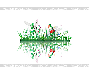 Grass on water - vector image