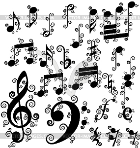 Curled notes set - royalty-free vector clipart