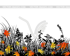 Autumn meadow silhouettes - vector clip art