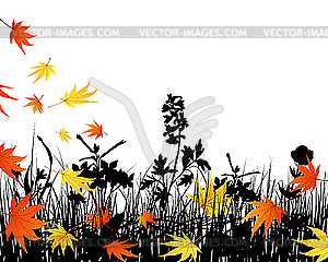 Autumn meadow silhouettes - vector clipart