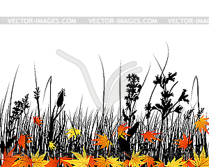 Autumn meadow silhouettes - color vector clipart