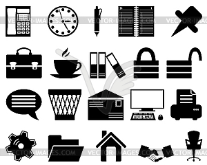 Business and office icons set - vector image