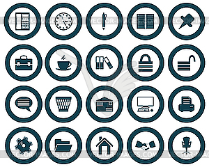 Business and office icons set - color vector clipart