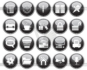 Business and office icons set - vector image