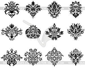 Damask emblem set - vector clipart