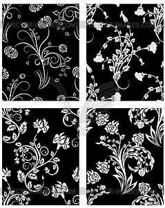 Seamless floral backgrounds set - vector clip art