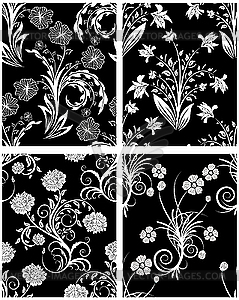 Seamless floral backgrounds set - vector clipart