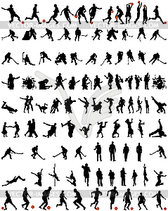 Dance and sport silhouettes set - vector clipart