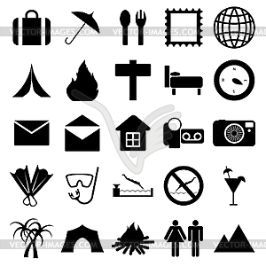 Туристический набор иконок - векторное изображение EPS