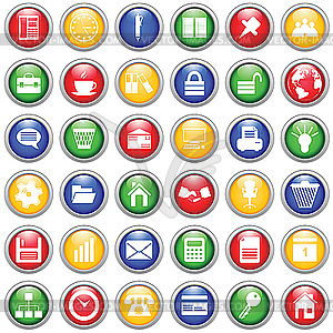 Business and office icons set - stock vector clipart