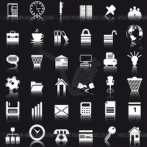 Business and office icons set - vector image