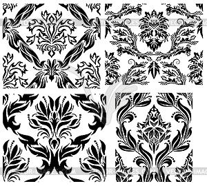 Seamless damask patterns set - vector clipart