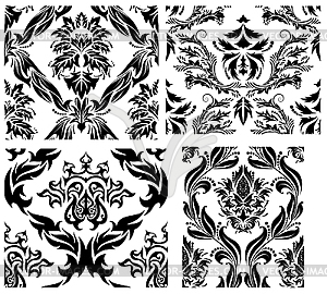 Seamless damask patterns set - vector clip art