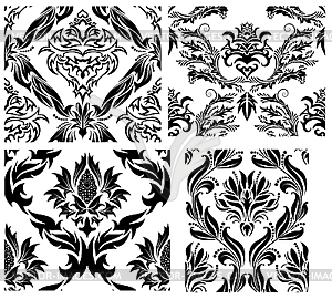 Seamless damask patterns set - royalty-free vector clipart