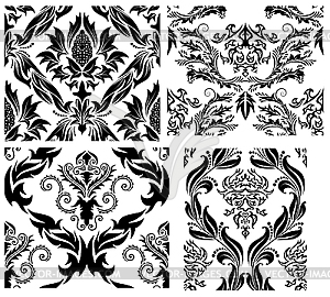 Seamless damask patterns set - vector clipart