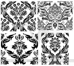 Seamless damask patterns set - vector clipart