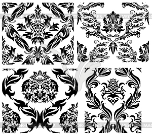 Seamless damask patterns set - vector clip art