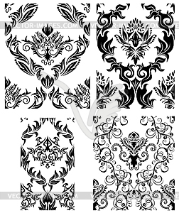 Seamless damask patterns set - vector clipart