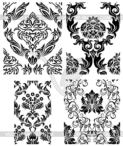 Seamless damask patterns set - vector image