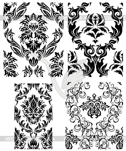 Seamless damask patterns set - vector clip art