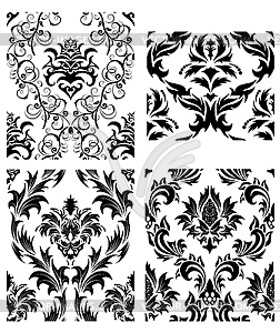 Seamless damask patterns set - vector clipart / vector image