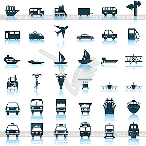 Transportation icons set - vector clipart