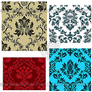 Seamless damask patterns set - stock vector clipart