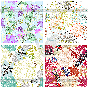 Seamless floral backgrounds set - vector clip art