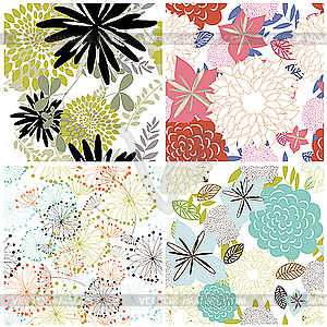 Seamless floral backgrounds set - vector image