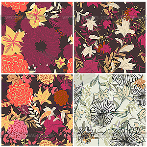 Seamless floral backgrounds set - vector image