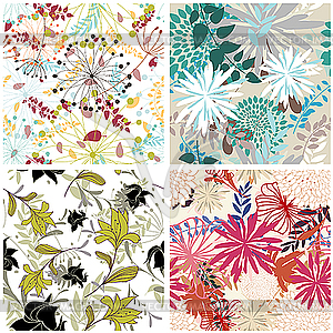 Seamless floral backgrounds set - vector clip art