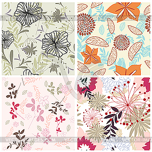 Seamless floral backgrounds set - vector clipart