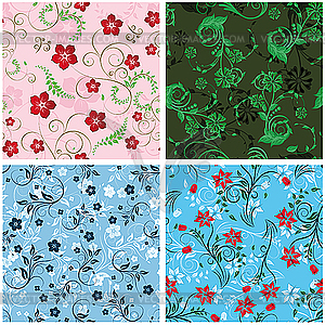 Seamless floral backgrounds set - vector clipart
