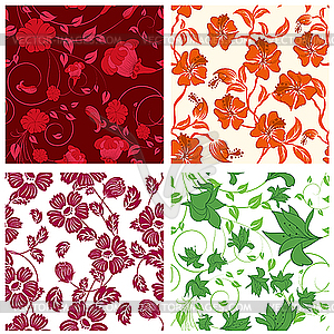 Seamless floral backgrounds set - vector image