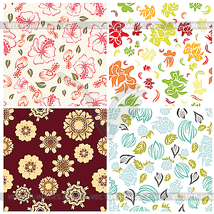 Seamless floral backgrounds set - vector EPS clipart