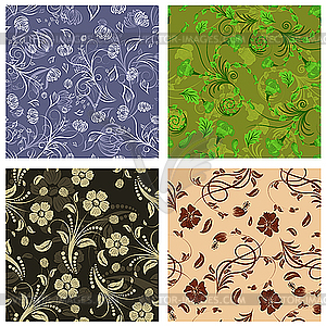 Seamless floral backgrounds set - stock vector clipart