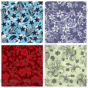 Seamless floral backgrounds set - vector clip art